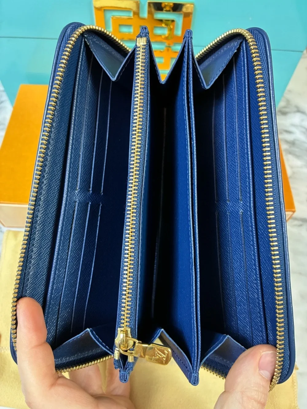 Louis Vuitton Blue Denim Monogram Long Zippy Wallet - Excellent Pre-Loved EUC - Picture 7 of 16